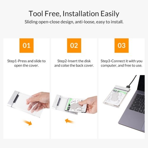 Orico 2129U3 2.5" SATA HDD/SSD USB 3.0 Transparent Enclosure - Image 4