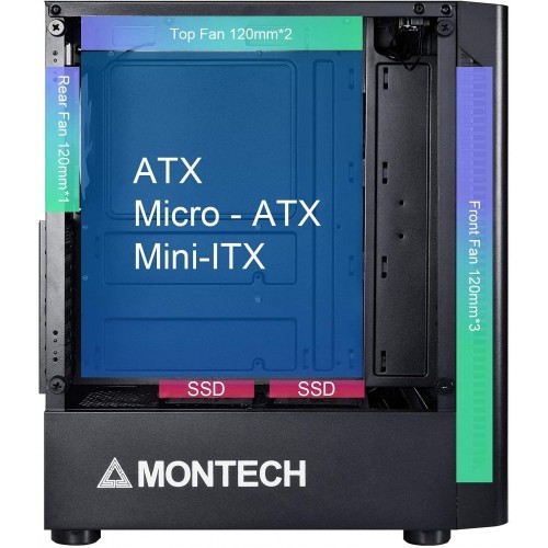 Montech X1 MESH Black ATX Mid Tower Gaming Case - Image 3