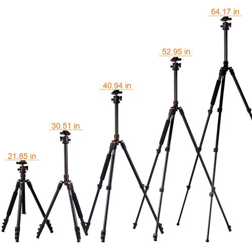 K&F Concept SA234 Aluminum DSLR Camera Tripod with Ball Head - Image 3